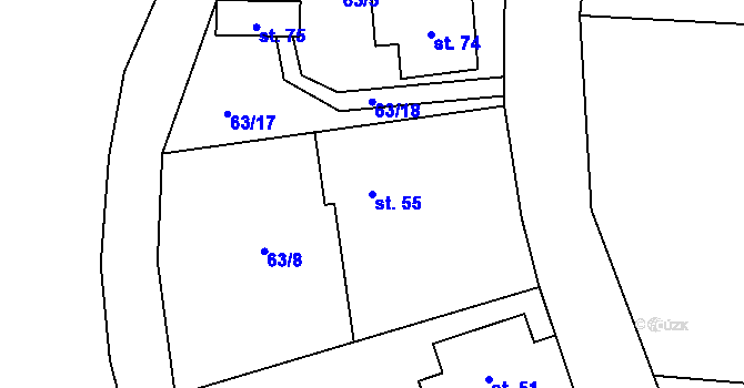 Parcela st. 55 v KÚ Zábrdovice u Křince, Katastrální mapa