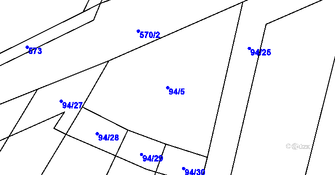 Parcela st. 94/5 v KÚ Zábrdovice u Křince, Katastrální mapa
