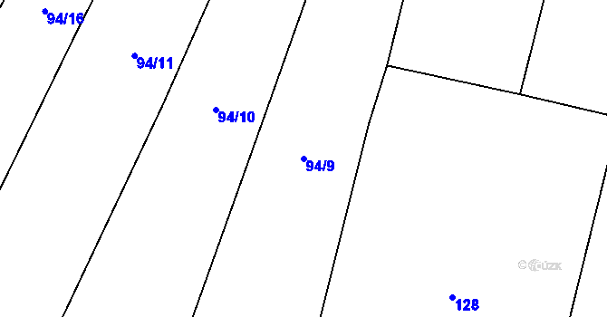 Parcela st. 94/9 v KÚ Zábrdovice u Křince, Katastrální mapa