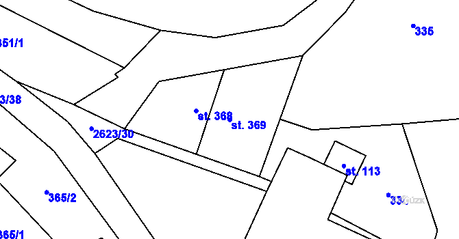 Parcela st. 369 v KÚ Křinice, Katastrální mapa