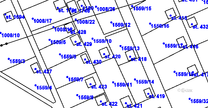 Parcela st. 420 v KÚ Křinice, Katastrální mapa