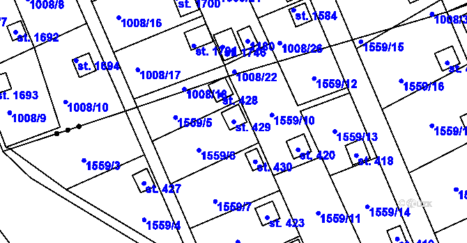 Parcela st. 429 v KÚ Křinice, Katastrální mapa