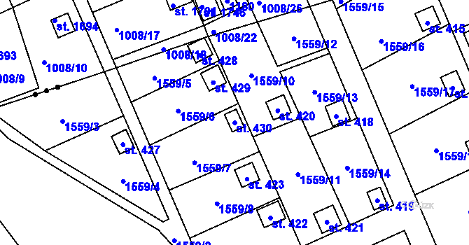 Parcela st. 430 v KÚ Křinice, Katastrální mapa