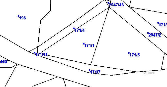 Parcela st. 171/1 v KÚ Křinice, Katastrální mapa