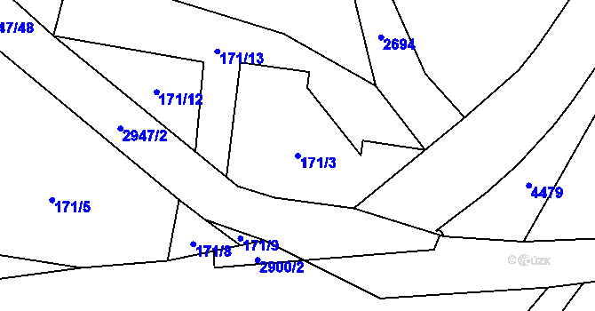 Parcela st. 171/3 v KÚ Křinice, Katastrální mapa