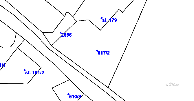 Parcela st. 517/2 v KÚ Křinice, Katastrální mapa