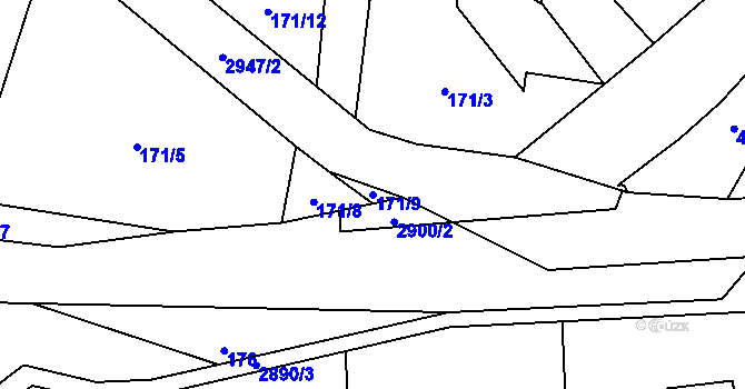 Parcela st. 171/9 v KÚ Křinice, Katastrální mapa