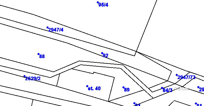 Parcela st. 92 v KÚ Křinice, Katastrální mapa