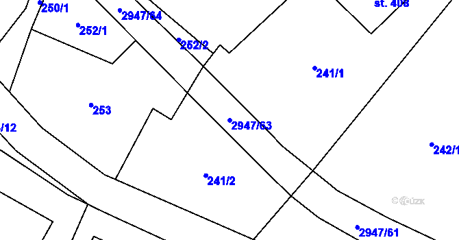 Parcela st. 2947/63 v KÚ Křinice, Katastrální mapa