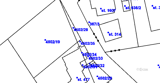 Parcela st. 4502/35 v KÚ Křinice, Katastrální mapa