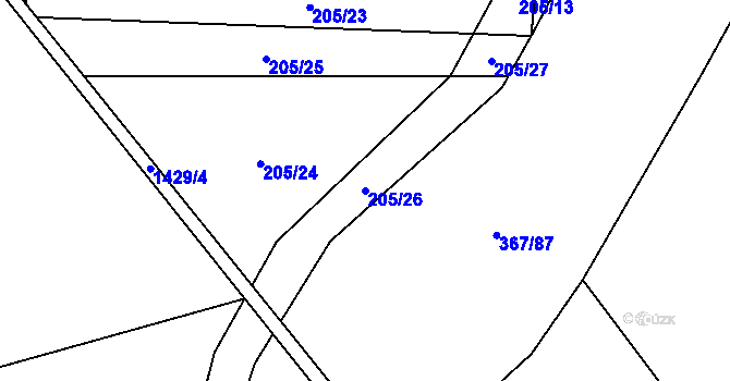 Parcela st. 205/26 v KÚ Křišťanov, Katastrální mapa