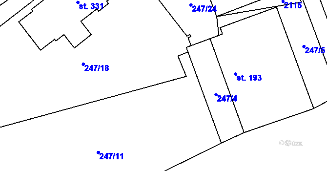 Parcela st. 247/22 v KÚ Křišťanov, Katastrální mapa
