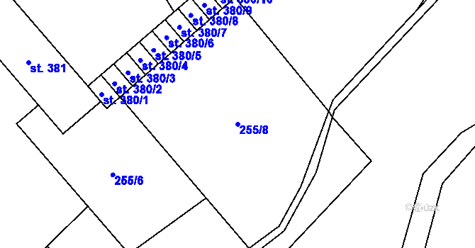 Parcela st. 255/8 v KÚ Křišťanov, Katastrální mapa