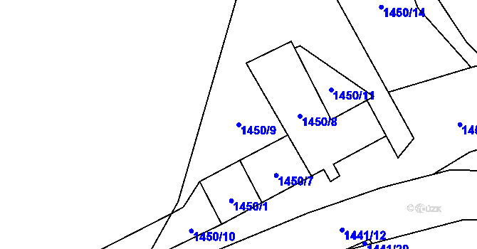 Parcela st. 1450/9 v KÚ Křišťanov, Katastrální mapa