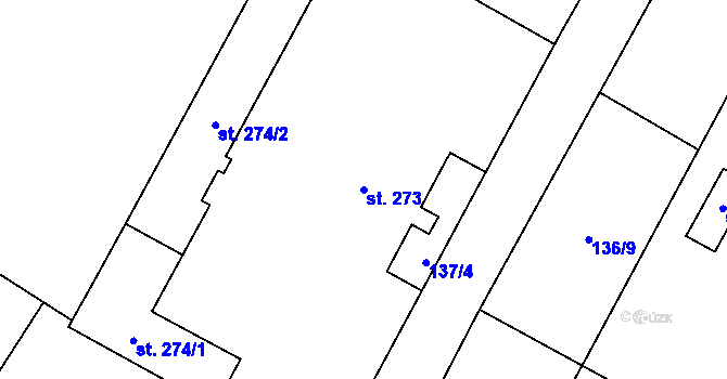 Parcela st. 273 v KÚ Křišťanov, Katastrální mapa