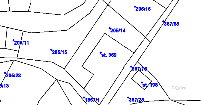 Parcela st. 369 v KÚ Křišťanov, Katastrální mapa