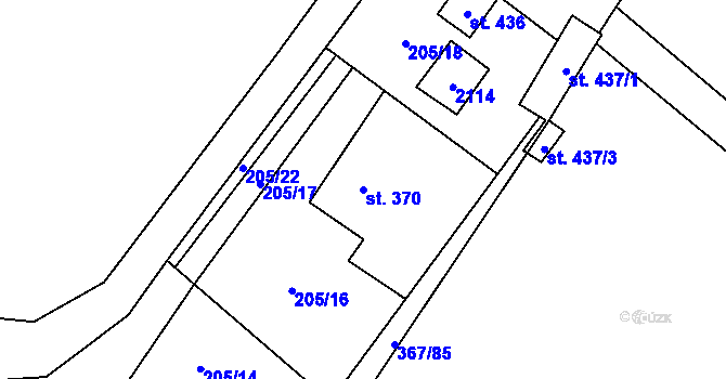 Parcela st. 370 v KÚ Křišťanov, Katastrální mapa