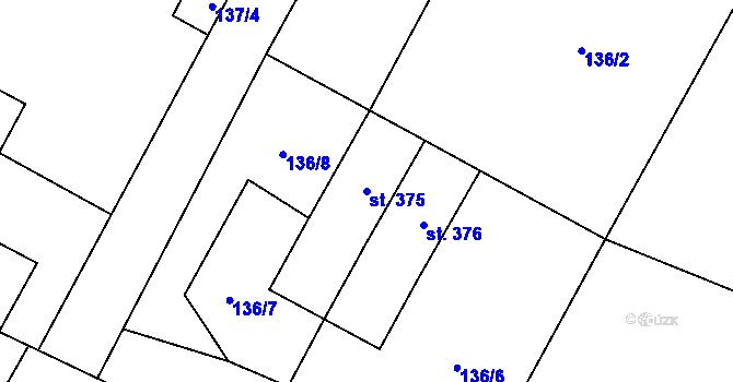 Parcela st. 375 v KÚ Křišťanov, Katastrální mapa