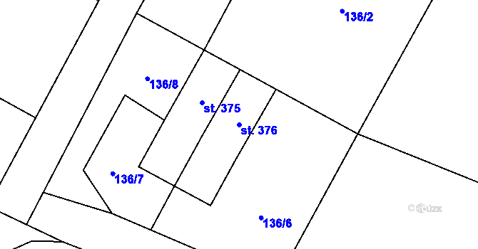 Parcela st. 376 v KÚ Křišťanov, Katastrální mapa