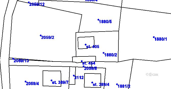 Parcela st. 405 v KÚ Křišťanov, Katastrální mapa