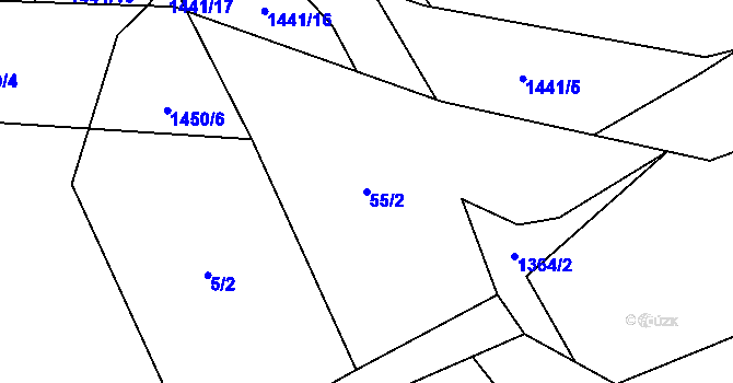 Parcela st. 55/2 v KÚ Křišťanov, Katastrální mapa