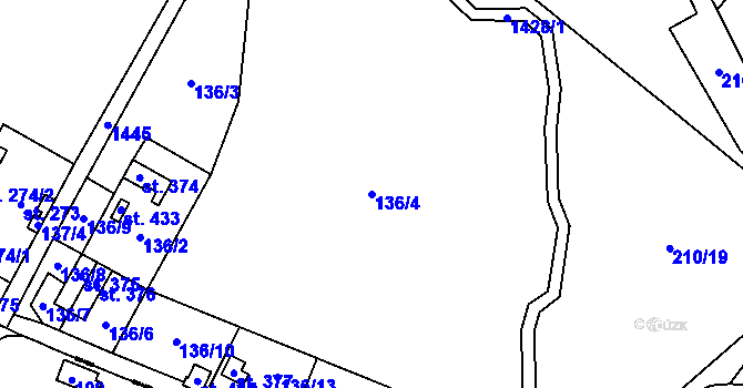 Parcela st. 136/4 v KÚ Křišťanov, Katastrální mapa
