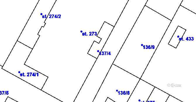 Parcela st. 137/4 v KÚ Křišťanov, Katastrální mapa