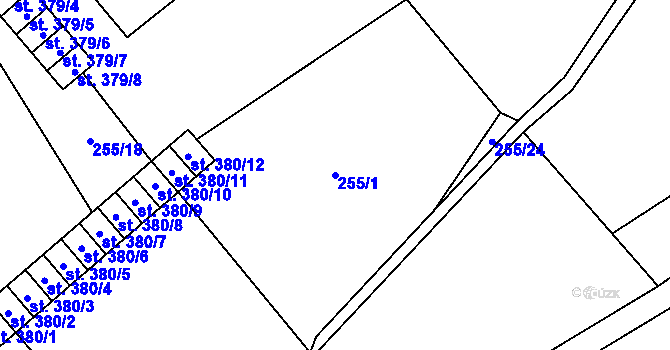 Parcela st. 255/1 v KÚ Křišťanov, Katastrální mapa