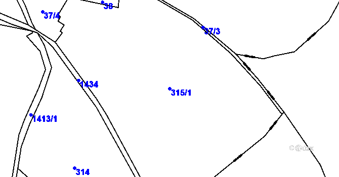 Parcela st. 315/1 v KÚ Křišťanov, Katastrální mapa