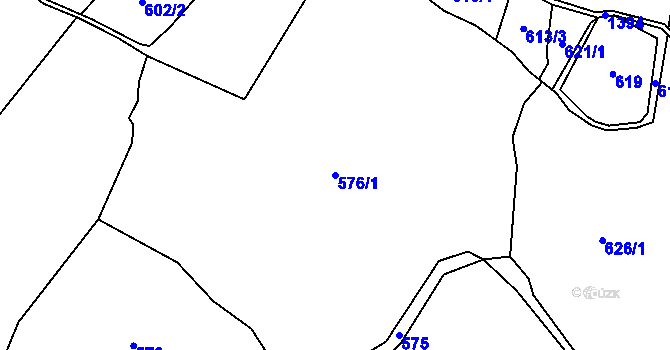 Parcela st. 576/1 v KÚ Křišťanov, Katastrální mapa