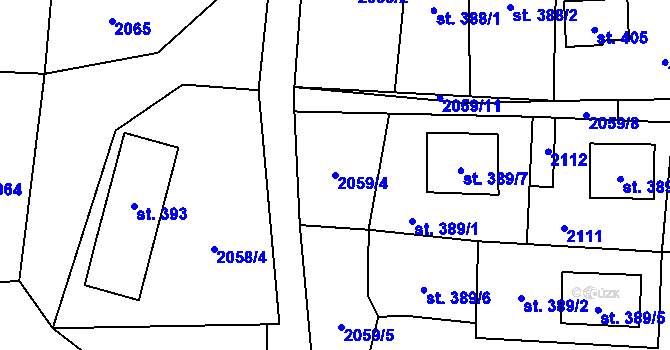 Parcela st. 2059/4 v KÚ Křišťanov, Katastrální mapa