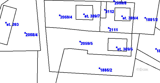 Parcela st. 2059/5 v KÚ Křišťanov, Katastrální mapa