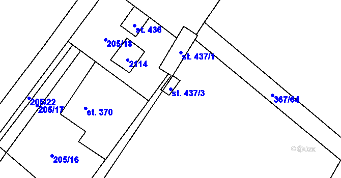Parcela st. 437/3 v KÚ Křišťanov, Katastrální mapa