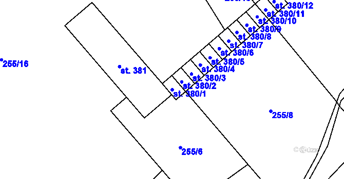 Parcela st. 380/1 v KÚ Křišťanov, Katastrální mapa