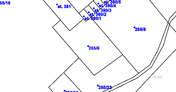 Parcela st. 255/6 v KÚ Křišťanov, Katastrální mapa