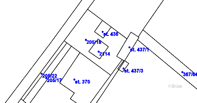 Parcela st. 2114 v KÚ Křišťanov, Katastrální mapa