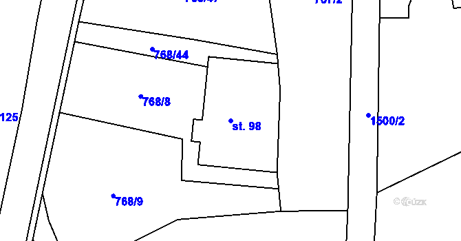 Parcela st. 98 v KÚ Křišťanovice, Katastrální mapa