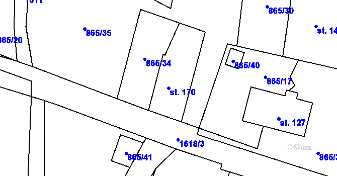 Parcela st. 170 v KÚ Křišťanovice, Katastrální mapa
