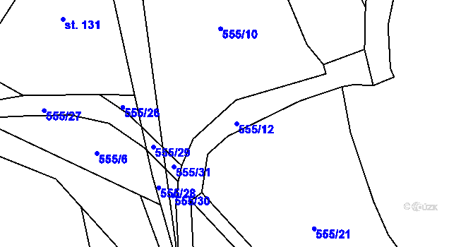 Parcela st. 555/12 v KÚ Křišťanovice, Katastrální mapa