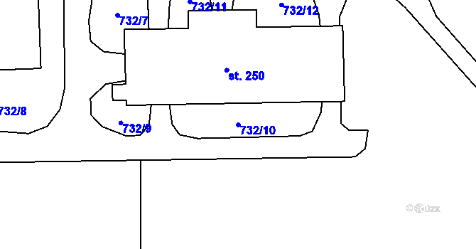 Parcela st. 732/10 v KÚ Křišťanovice, Katastrální mapa