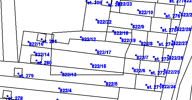 Parcela st. 822/17 v KÚ Křišťanovice, Katastrální mapa