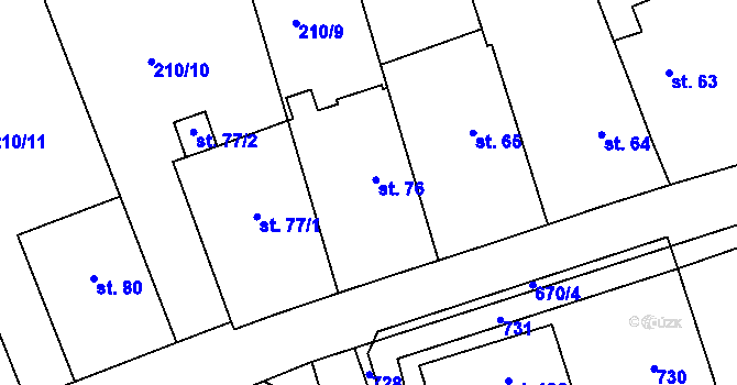 Parcela st. 76 v KÚ Křivice, Katastrální mapa