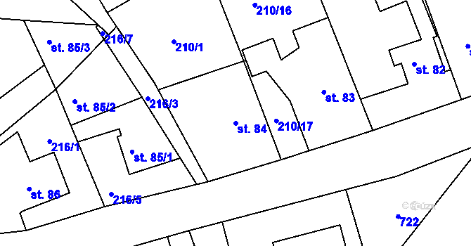 Parcela st. 84 v KÚ Křivice, Katastrální mapa