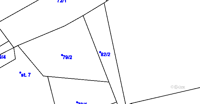 Parcela st. 82/2 v KÚ Křivice, Katastrální mapa