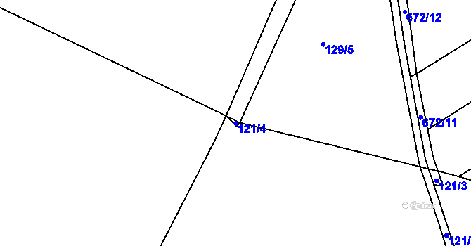 Parcela st. 121/4 v KÚ Křivice, Katastrální mapa