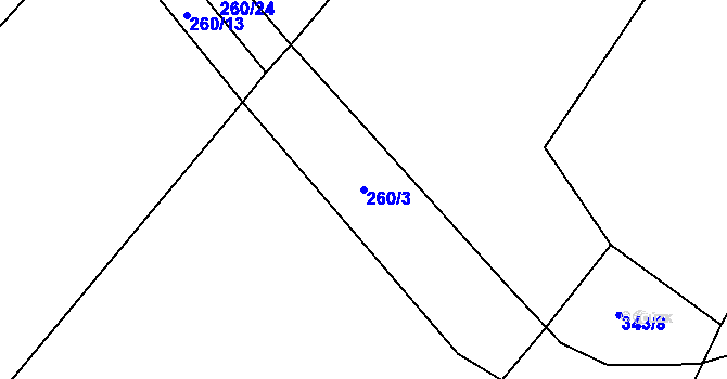 Parcela st. 260/3 v KÚ Křivice, Katastrální mapa