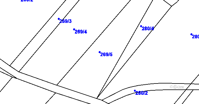 Parcela st. 269/5 v KÚ Křivice, Katastrální mapa