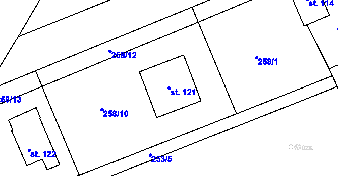 Parcela st. 121 v KÚ Křivice, Katastrální mapa