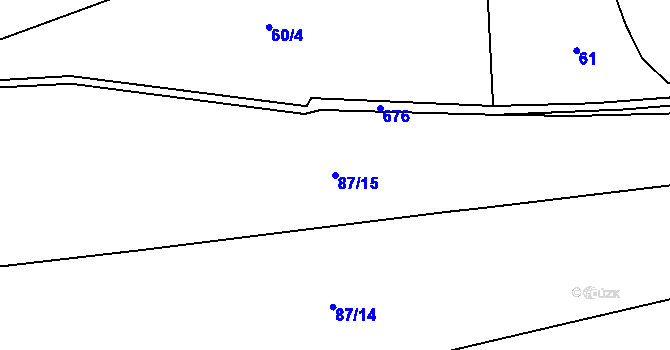 Parcela st. 87/15 v KÚ Křivice, Katastrální mapa