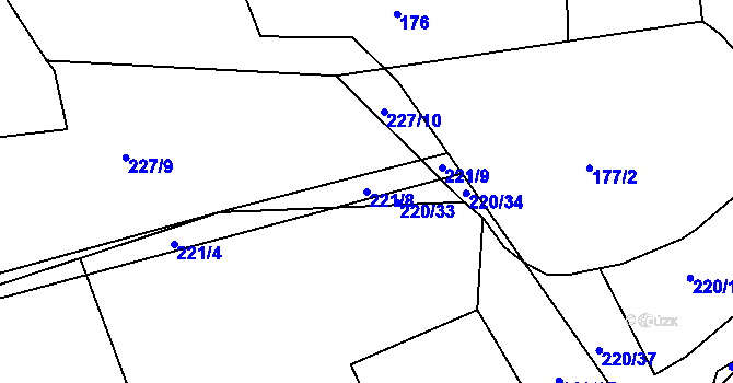 Parcela st. 221/8 v KÚ Křivice, Katastrální mapa